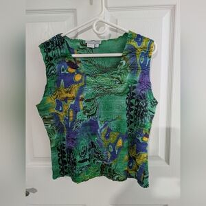 Alberto Makali Green and Purple Abstract Blouse
